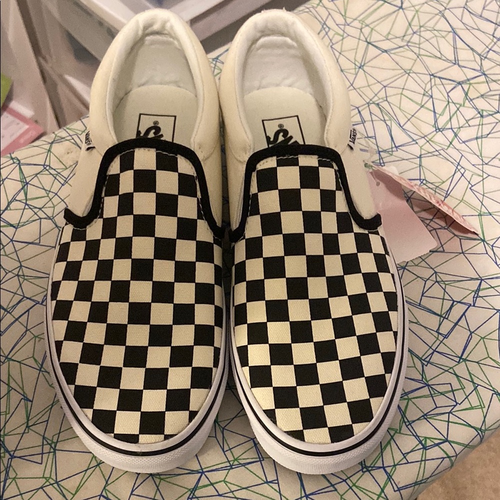 Vans Black and White Checkered Slip-On Sneakers